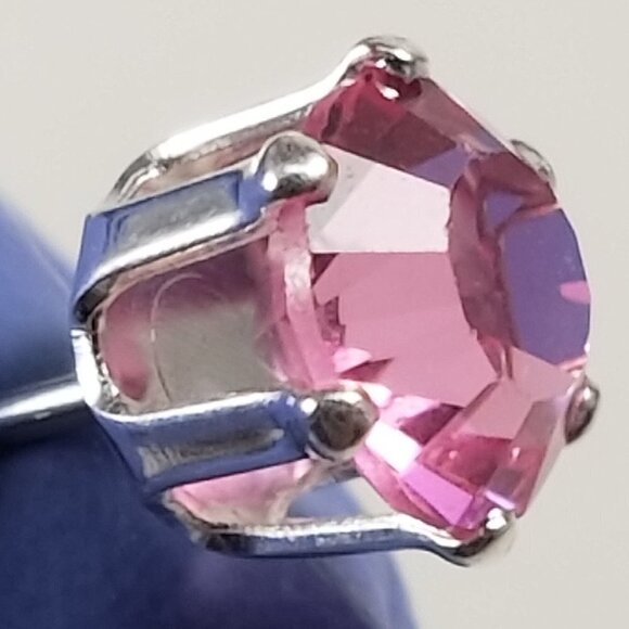 Sterling Silver Pink Stud Earrings – 2 CTW Swarovski Crystal Element - Jewelry - Picture 5 of 10